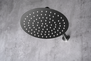 Matte Black Built-in Thermostatic Shower Set, rain head detail