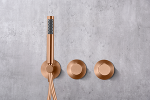 Brushed Rose Gold Thermostatic Shower Set Built-in, mixer detail