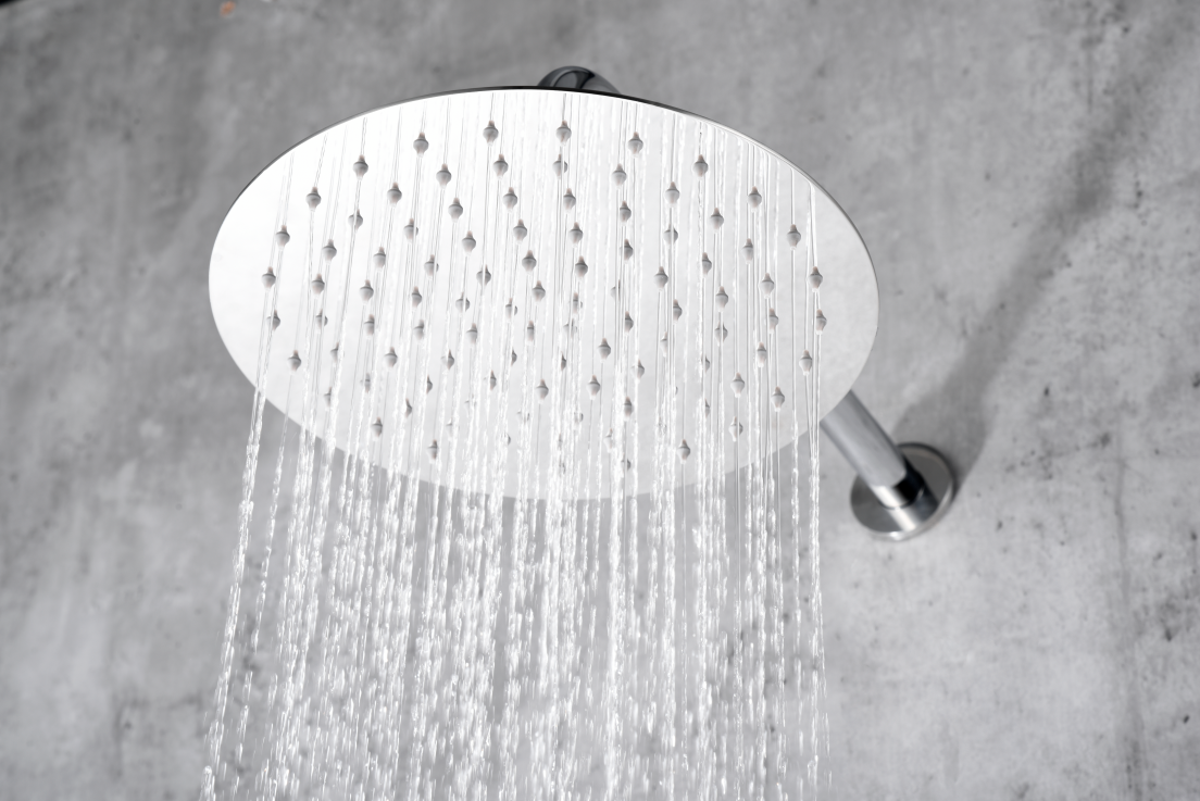 Chrome Thermostatic Built-in Shower Set Assen Series, rain head detail