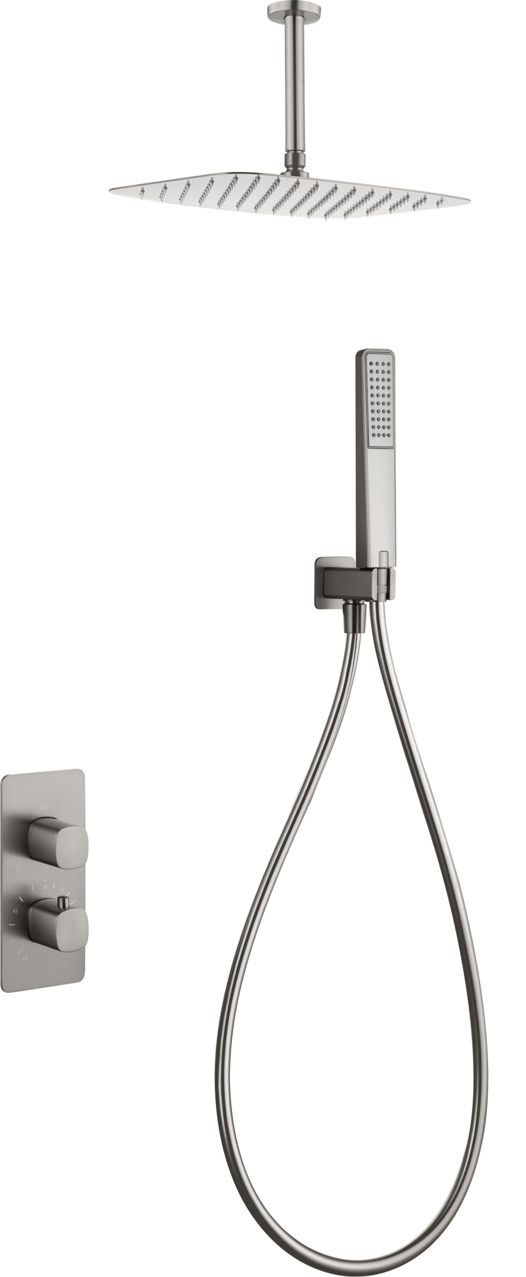 Arezzo Brushed Nickel Concealed Thermostatic Shower Set, main product view