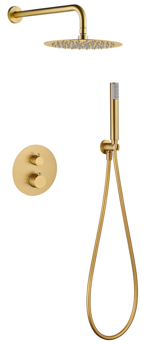 Bless Brushed Gold Concealed Thermostatic Shower Set, main product view