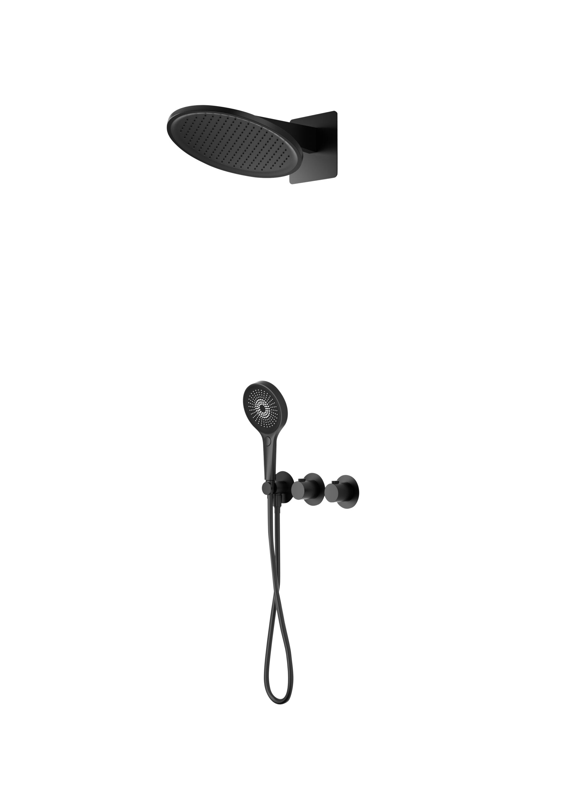 Bolonia Matte Black Concealed Thermostatic Shower Set, main product view