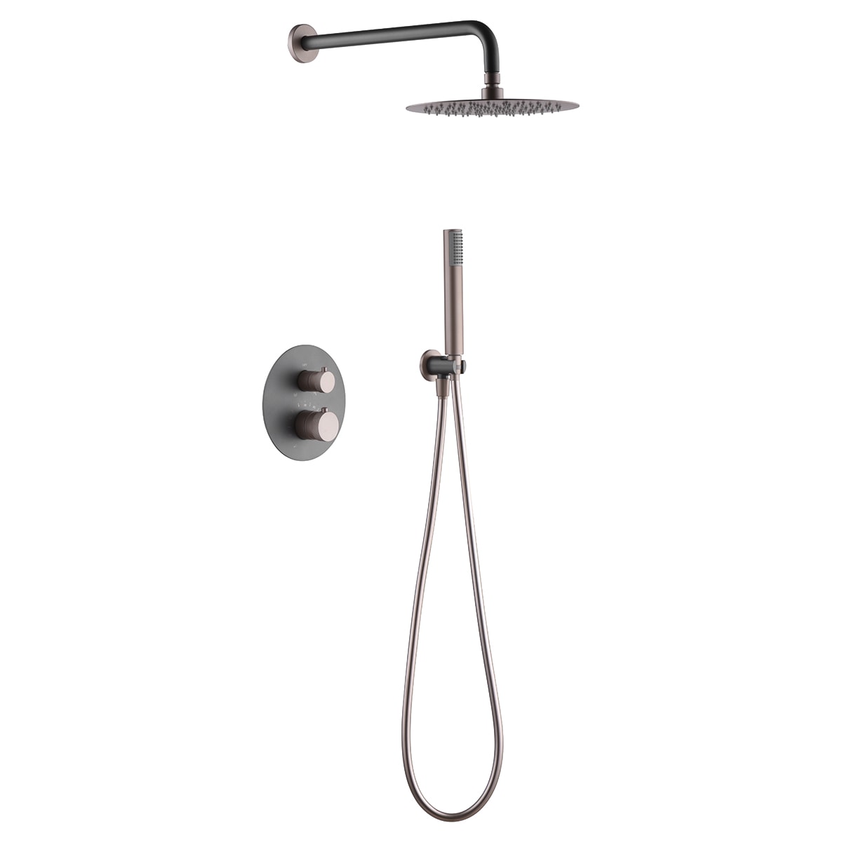 Conjunto De Ducha Empotrado Termostático Línea Gris Champagne