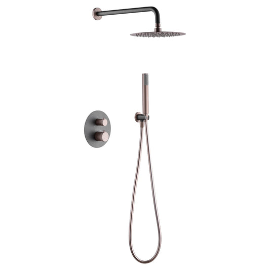 Conjunto De Ducha Empotrado Termostático Línea Gris Champagne