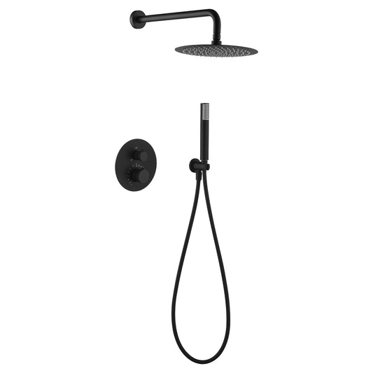Conjunto De Ducha Empotrado Termostático Line Negro Mate