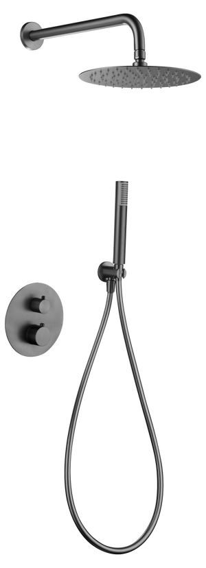Black Gun Metal Thermostatic Shower Set Built-in, view 2