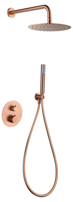 Genova Brushed Rose Gold Thermostatic Shower Set, view 2