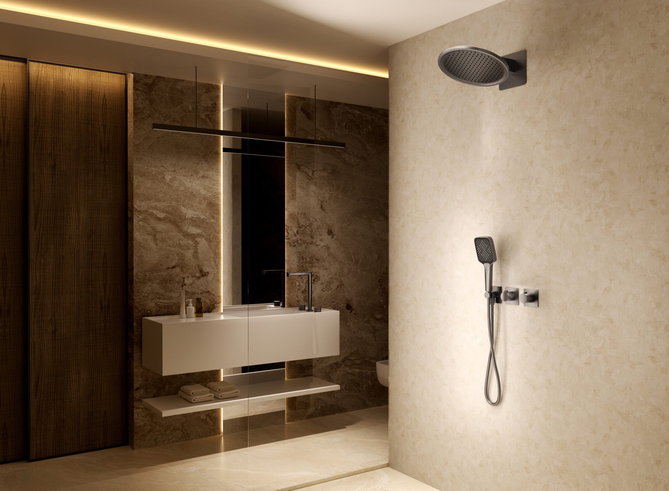 Inari Chrome Concealed Thermostatic Shower Set, view 6