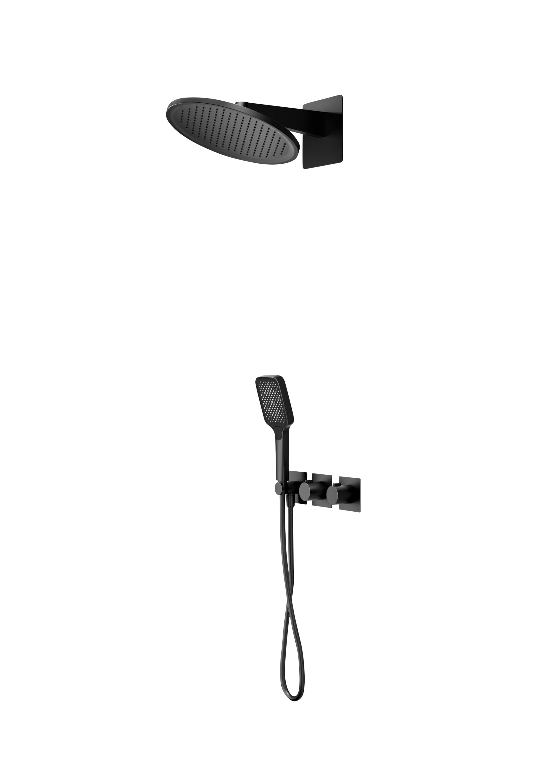 Inari Matte Black Concealed Thermostatic Shower Set, main product view