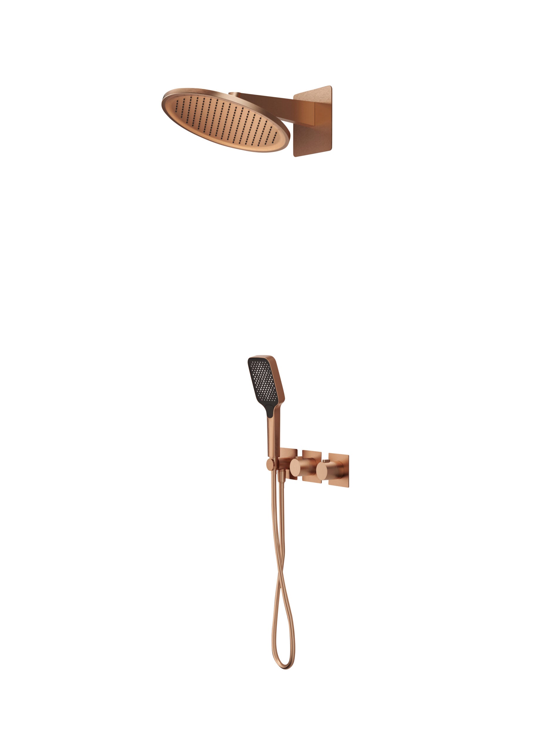 Inari Brushed Rose Gold Concealed Thermostatic Shower Set, main product view