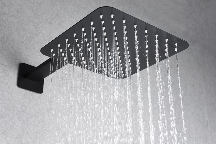 Matte Black Thermostatic Built-in Shower Set, detail view