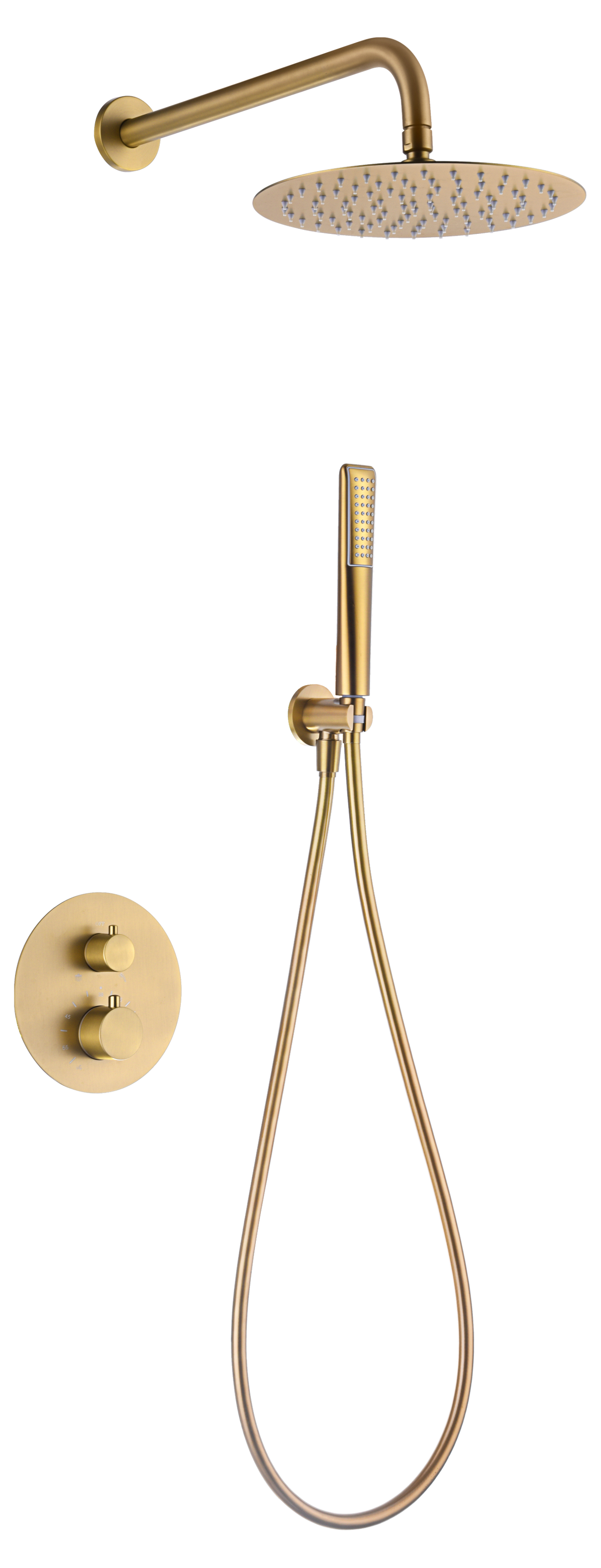 Naples Brushed Gold Built-in Thermostatic Shower Set, view 2