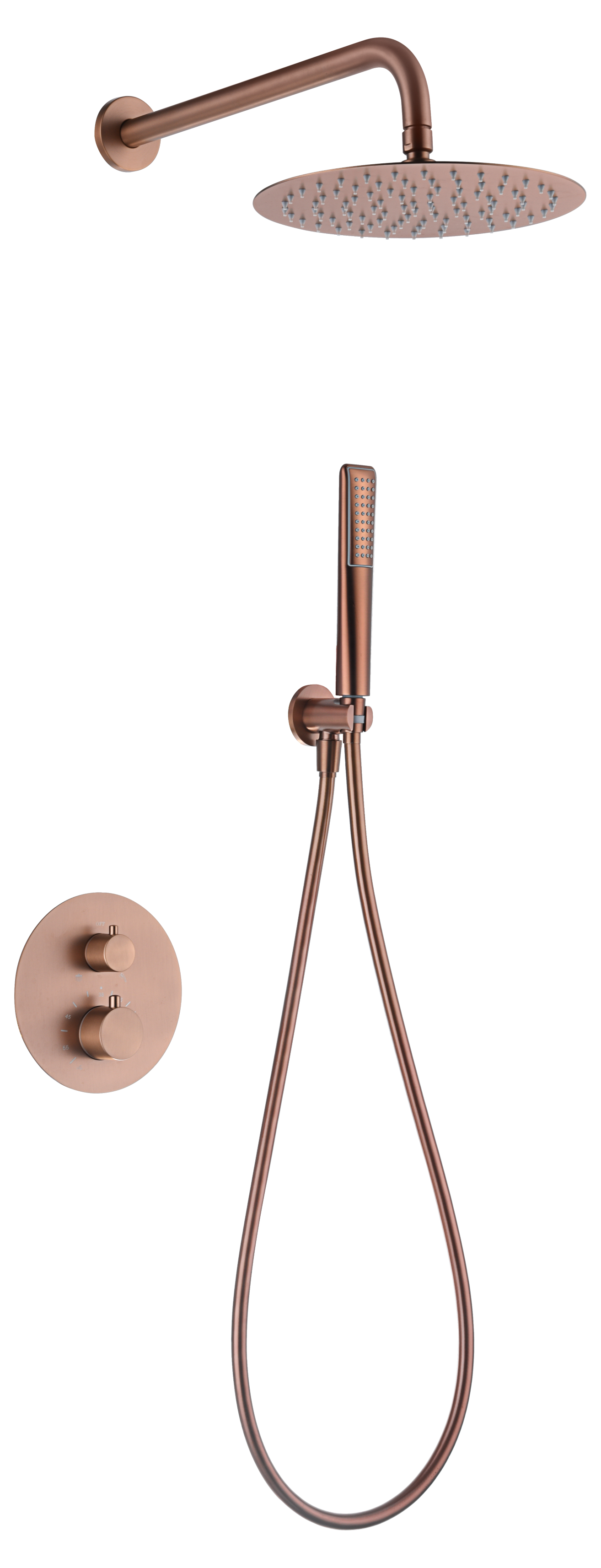 Naples Brushed Rose Gold Built-in Thermostatic Shower Set, view 2