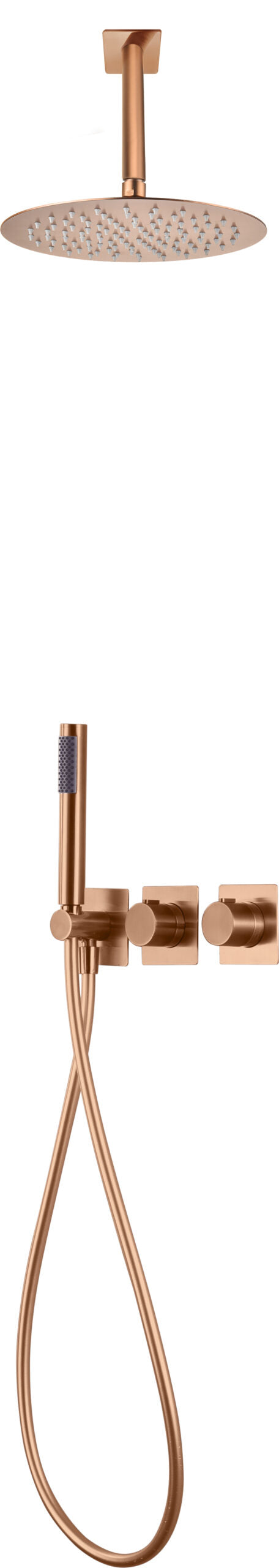 Brushed Rose Gold Thermostatic Shower Set Built-in Design, view 2