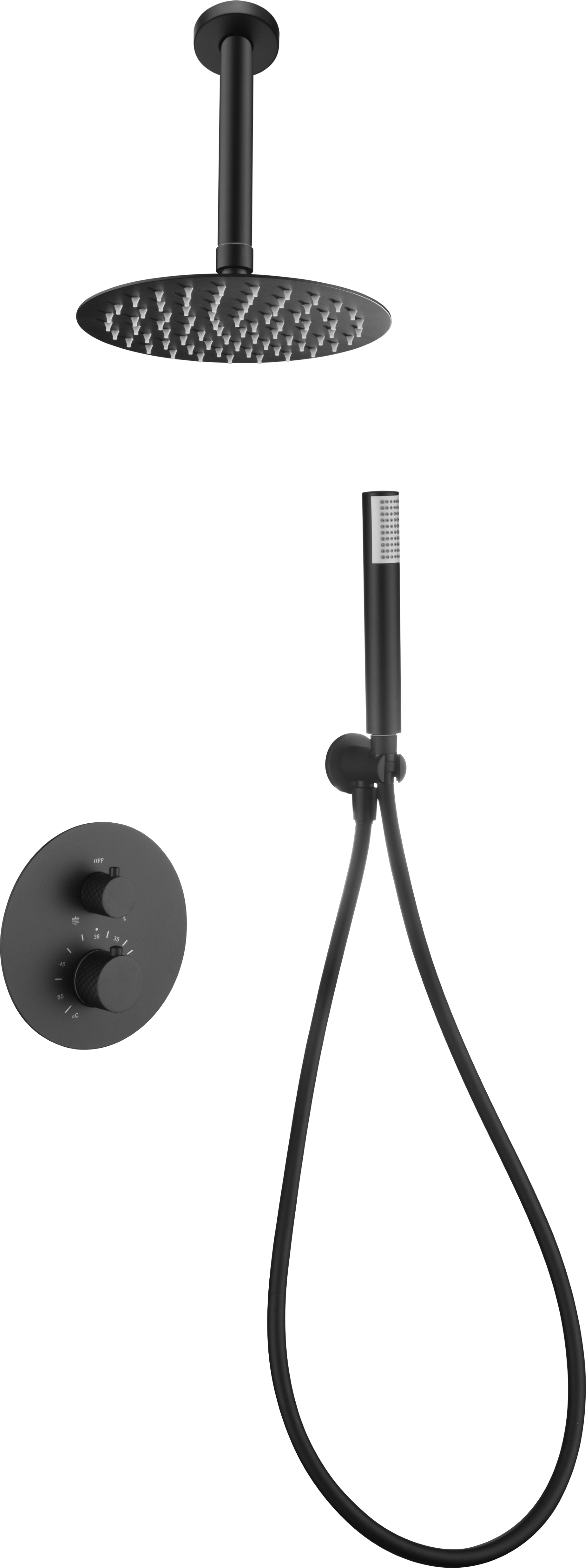 Matte Black Built-in Thermostatic Shower Set, view 2