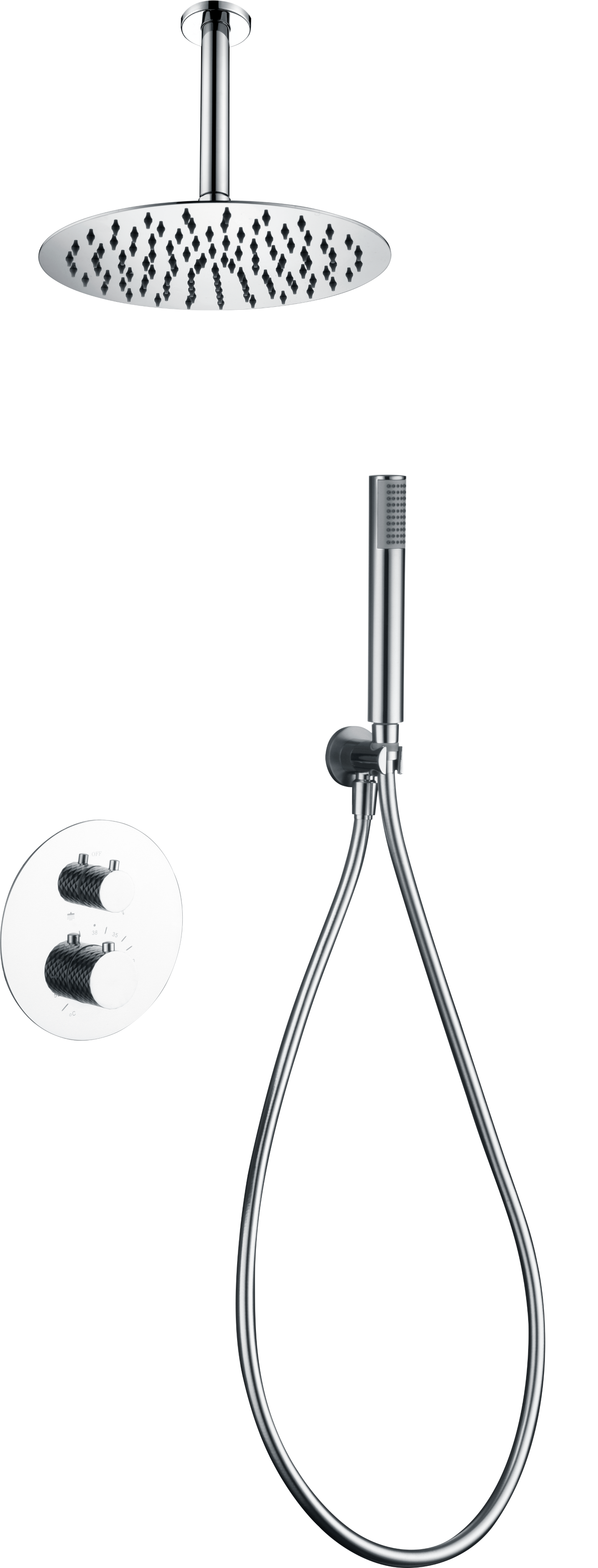 Chrome Thermostatic Shower Set Built-in Genoa Series, view 2