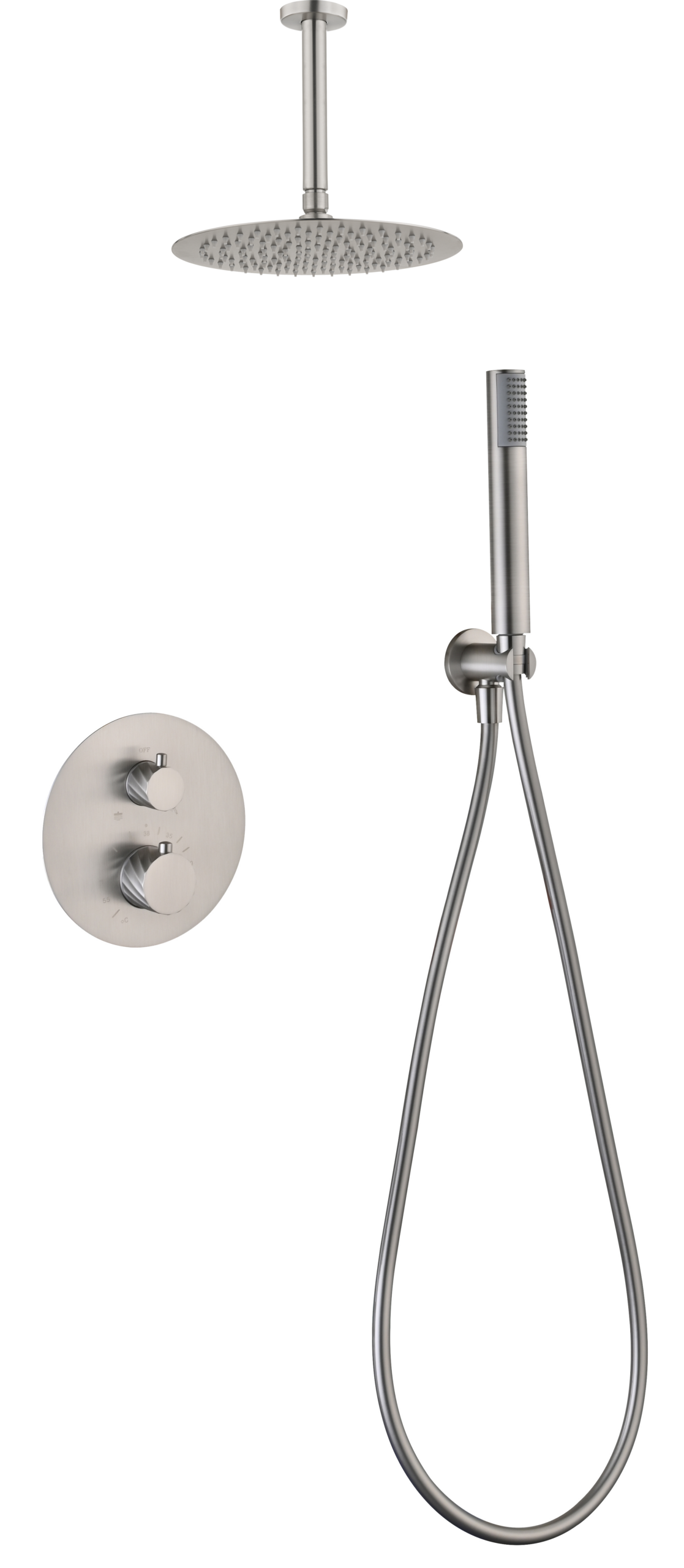 Palau Brushed Nickel Concealed Thermostatic Shower Set, main product view