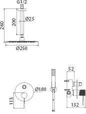 Brushed Rose Gold Thermostatic Shower Set Built-In, view 3