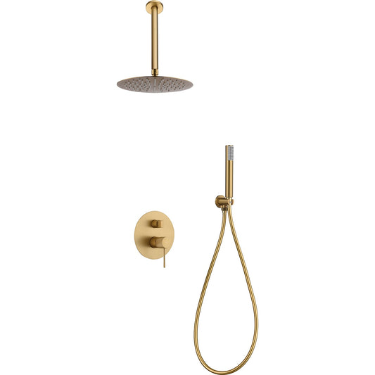 Conjunto De Ducha Empotrado Termostático Top Oro Cepillado