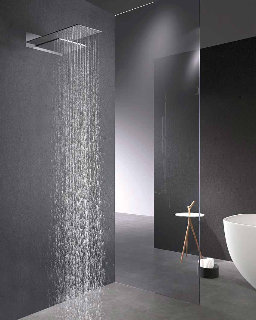 Chrome Thermostatic Built-in Shower Set Modern Design, in a bathroom setting