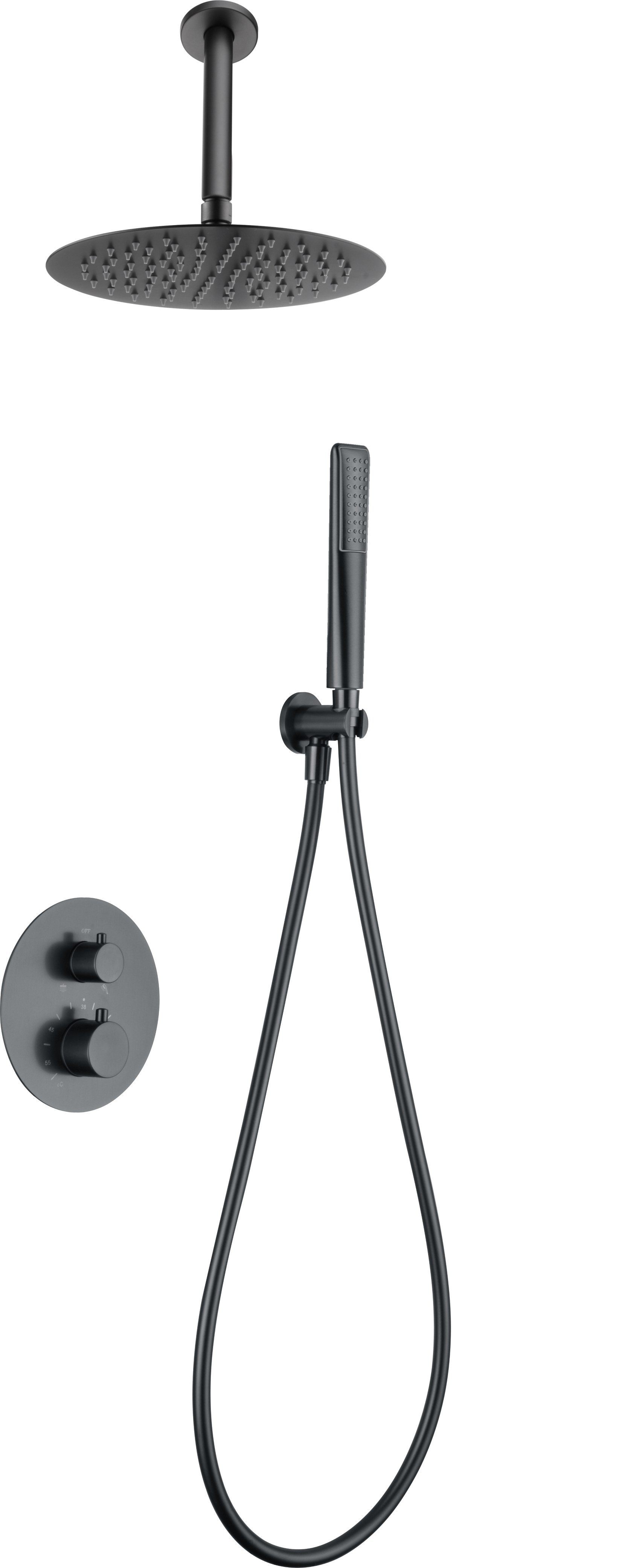 Salerno Gun Metal Thermostatic Shower Set with Rainfall Head, view 2