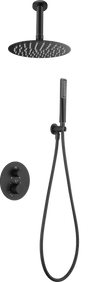 Conjunto Ducha Termostático Empotrado Salerno Negro Mate - Shower Set
