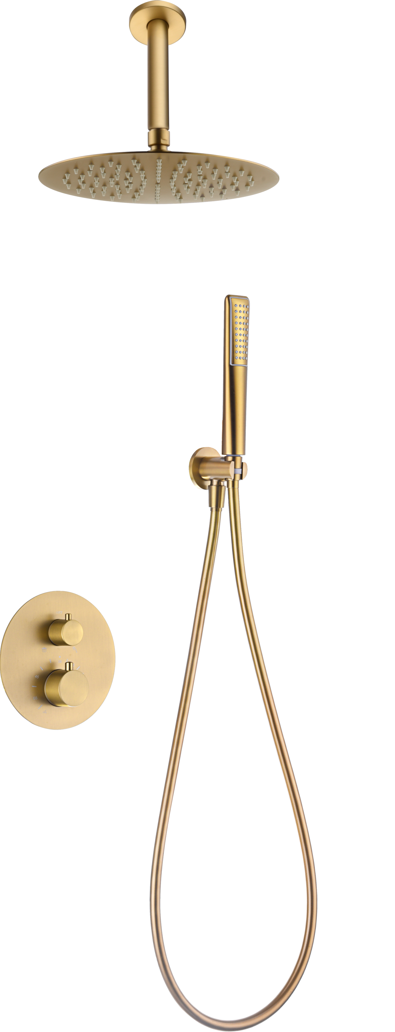 Salerno Brushed Gold Thermostatic Shower Set, view 2