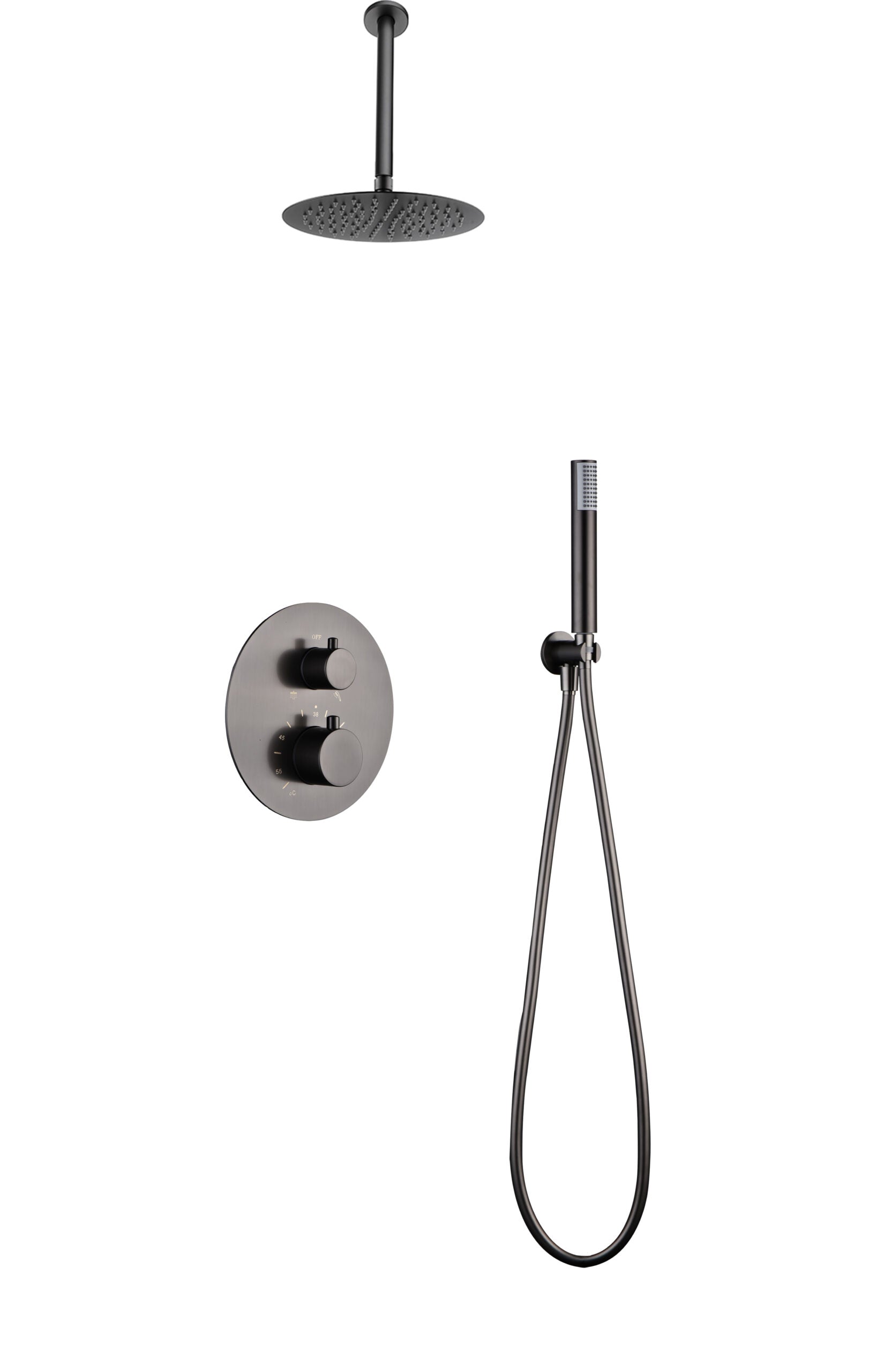 Tivoli Black Gun Metal Built-in Thermostatic Shower Set, view 2