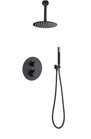 Matte Black Thermostatic Shower Set Built-in Design, view 2