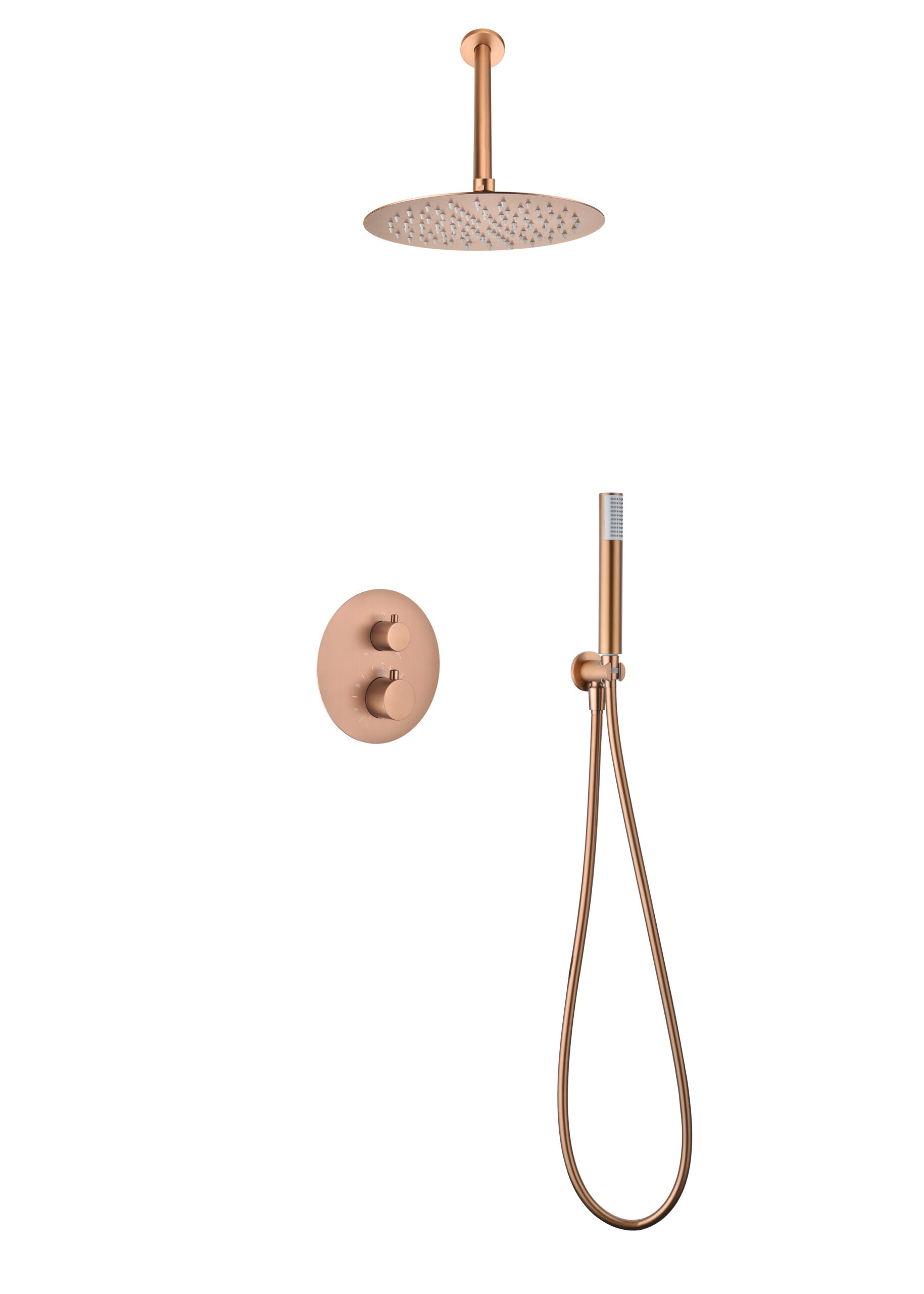 Tivoli Brushed Rose Gold Thermostatic Shower Set, view 2