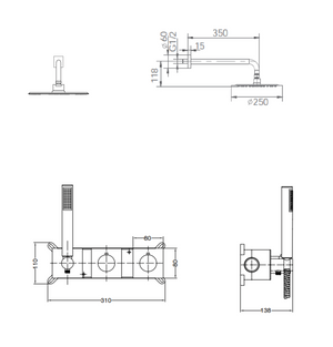 Rose Gold Brushed Thermostatic Shower Set Built-in, view 5