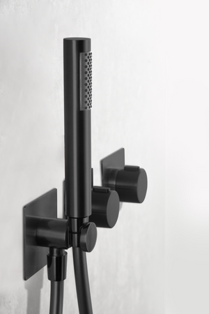 Matte Black Built-in Thermostatic Shower Set, mixer detail