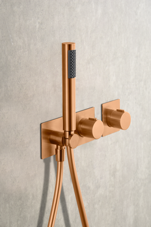 Rose Gold Brushed Thermostatic Shower Set Built-in, mixer detail