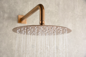 Rose Gold Brushed Thermostatic Shower Set Built-in, rain head detail