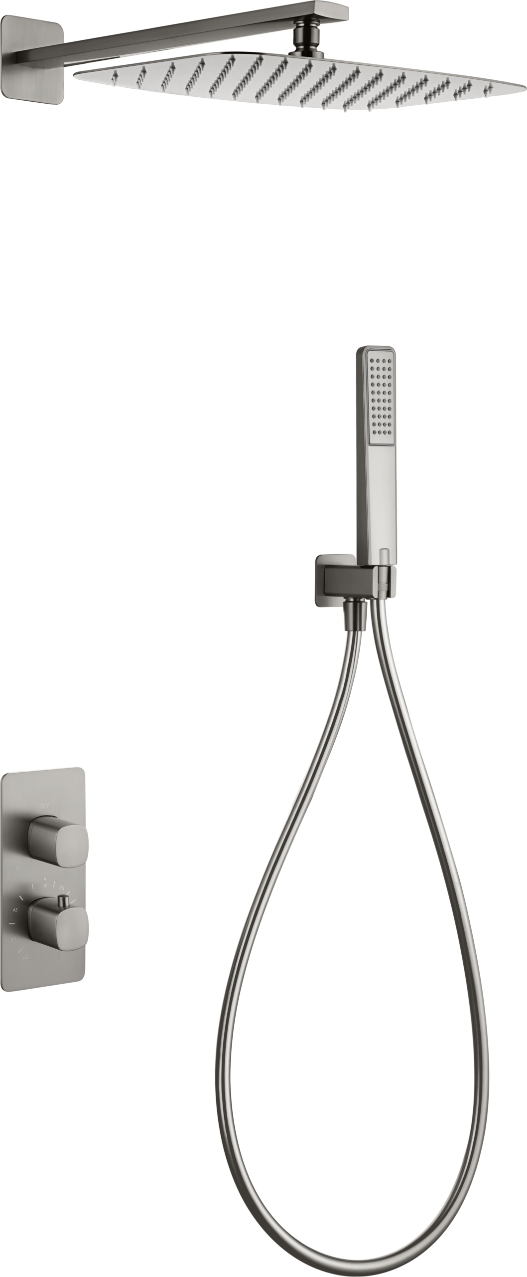Toscana Brushed Nickel Concealed Thermostatic Shower Set, main product view