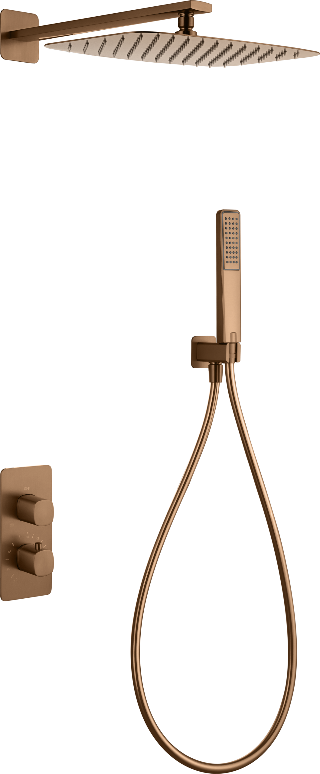 Toscana Brushed Rose Gold Concealed Thermostatic Shower Set, main product view