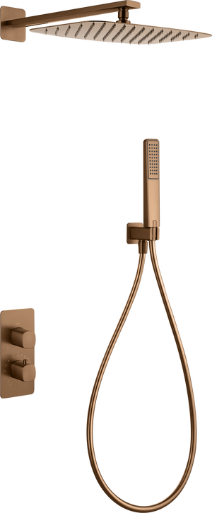 Toscana Brushed Rose Gold Concealed Thermostatic Shower Set, main product view