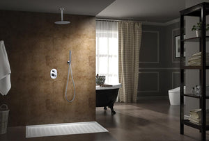 Chrome Single-Lever Built-In Shower Set Modern Design, in a bathroom setting
