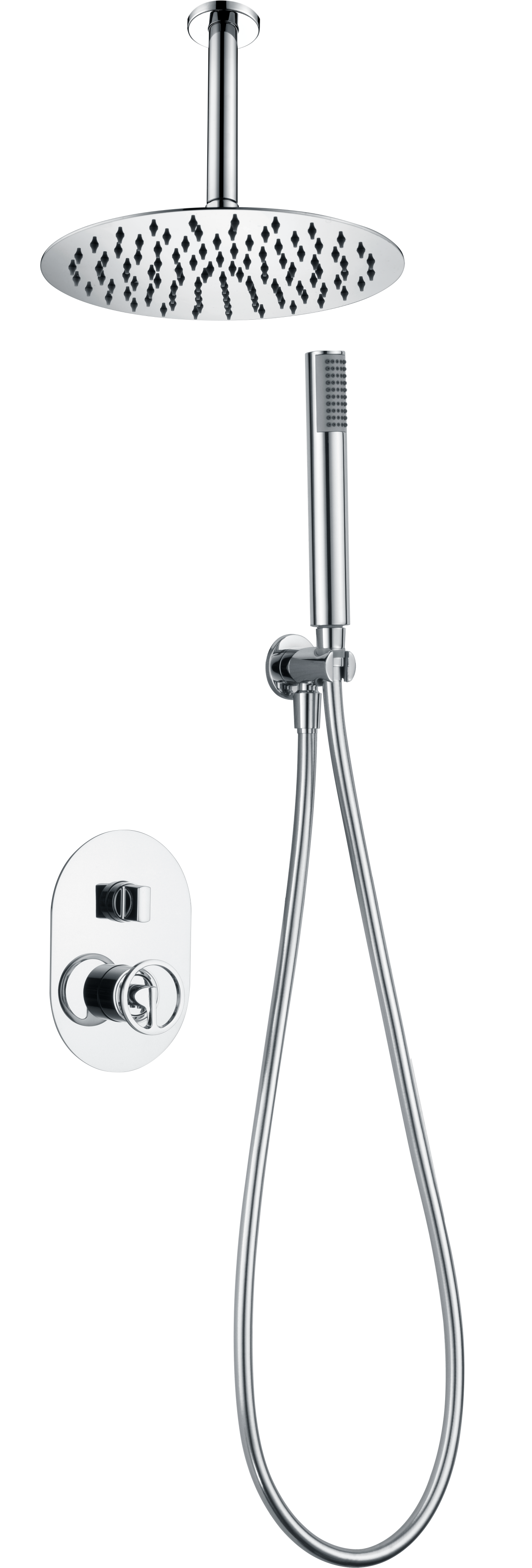 Chrome Single-Lever Built-In Shower Set Modern Design, view 4