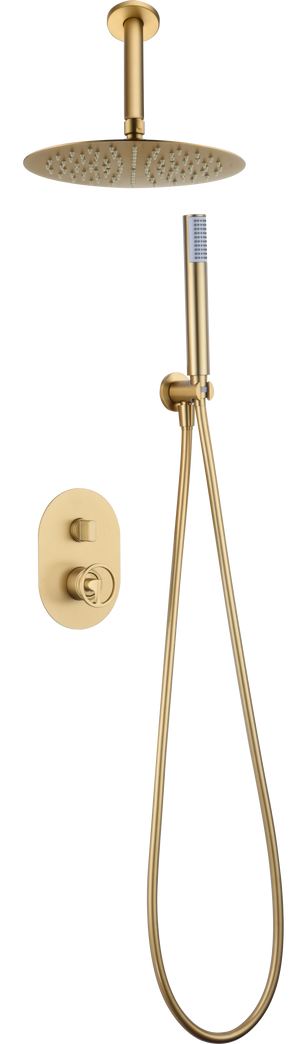 Vesuvius Built-in Single Handle Shower Set Brushed Gold, view 2