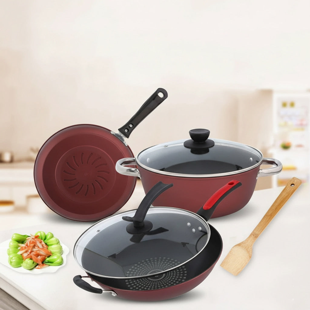 3 Piece Non Stick Pan Pot Wok Cookware Set