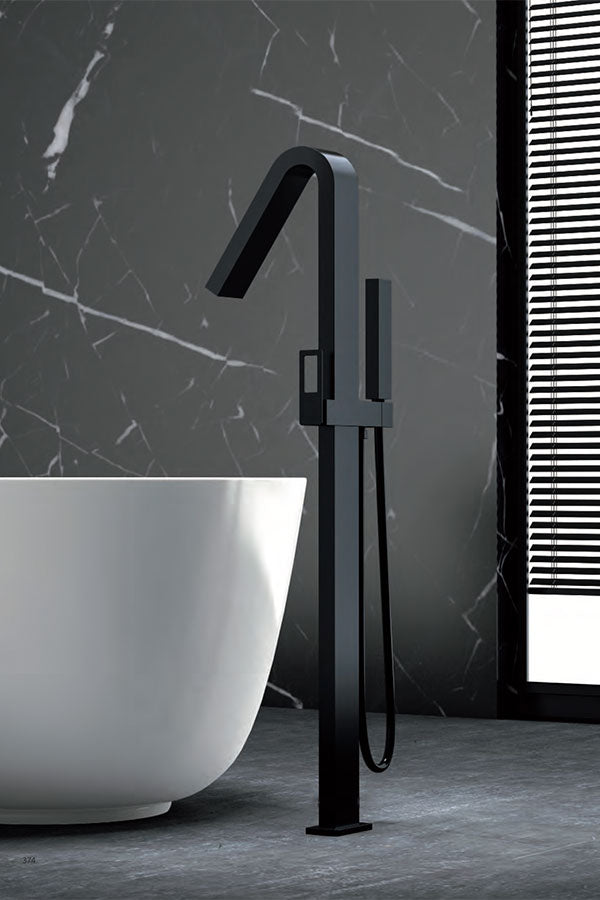 Matte Black Freestanding Bathtub Faucet Modern Design, view 2