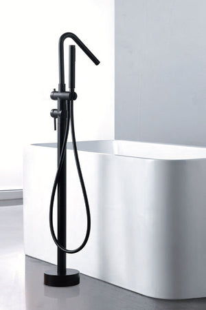 Black Freestanding Bathtub Faucet Single Lever Modern, view 2