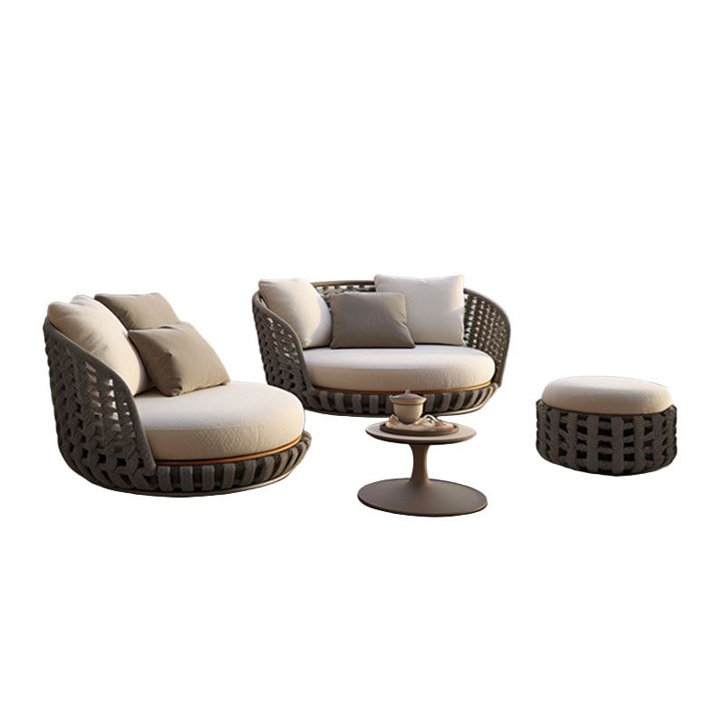 Conjunto de sofás modernos para hotel, muebles de exterior de teca para jardín, sofá seccional de madera y aluminio para patio, conjunto de sofás de jardín de lujo de teca.