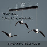 Lámpara colgante de techo con diseño de gaviota nórdica y pájaros LED