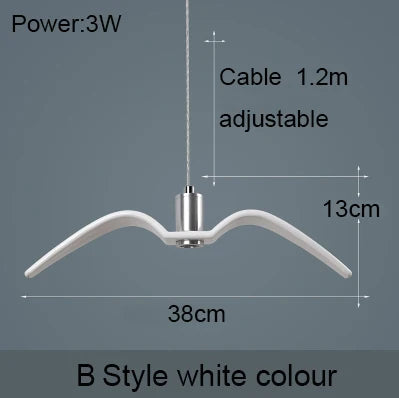 Lámpara colgante de techo con diseño de gaviota nórdica y pájaros LED