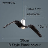 Lámpara colgante de techo con diseño de gaviota nórdica y pájaros LED