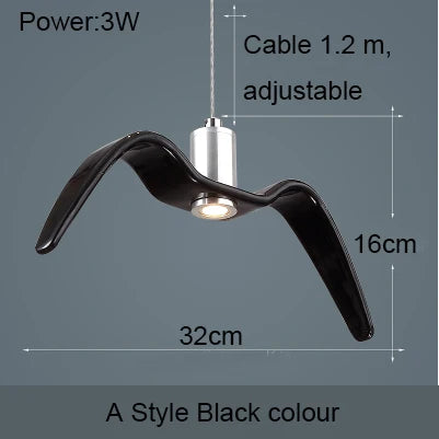 Lámpara colgante de techo con diseño de gaviota nórdica y pájaros LED