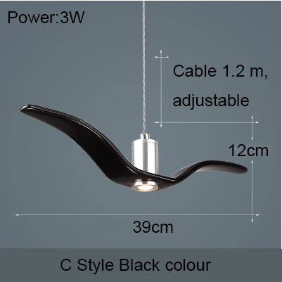 Lámpara colgante de techo con diseño de gaviota nórdica y pájaros LED