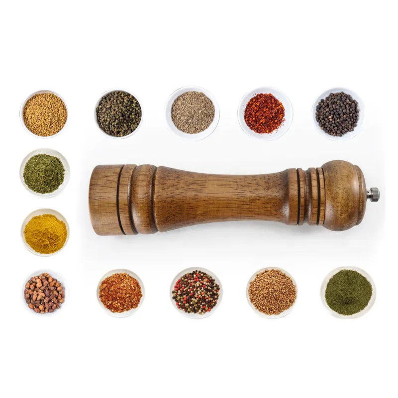Salero y molinillo de madera, utensilio de cocina